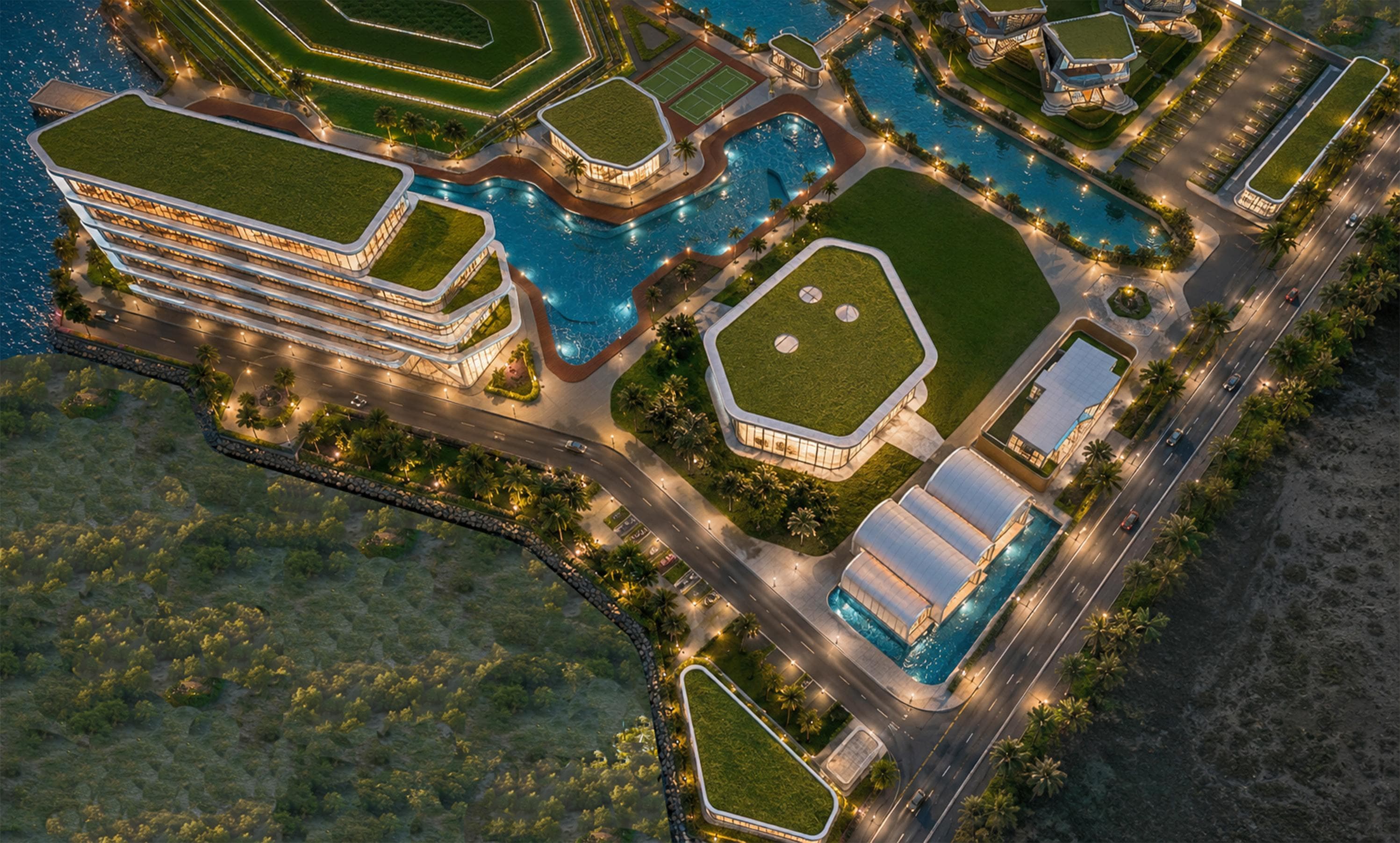 Aerial resort view